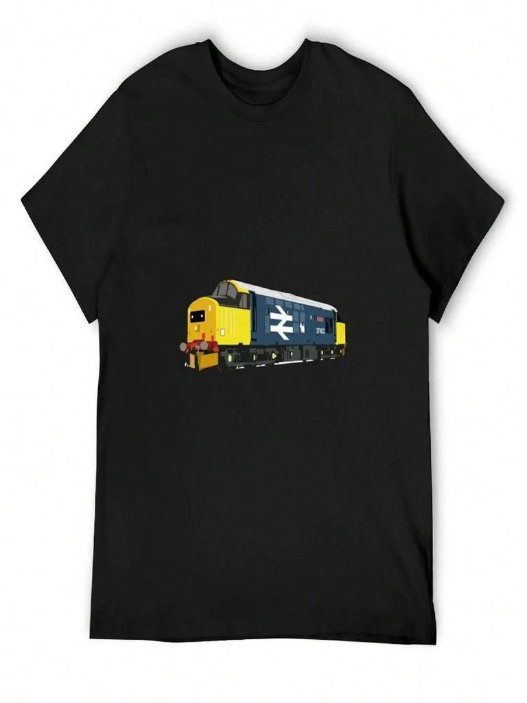 Class 37 Locomotive Large Logo T-Shirt Summer Top Blue Lock Funny Shirt Cotton Short Sleeve Tee Tshirts For Unisex