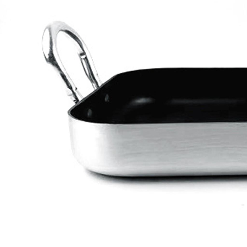 Rectangle Frying Pan Nonstick Aluminum Alloy Multifunction Flat Single Bottom Fry Pan with Handles