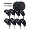 8pcs Golf Iron Head Cover Thick PU Leather Golf Head Cover Replacement Headcover Protective Cover Easy to Use