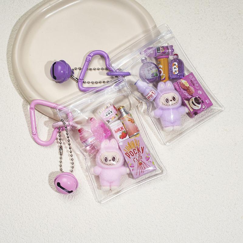 Kawaii Labubu Keychain Creative Cartoon Anime Keyring Girly Bag Pendant Backpack Hanging Decoration Lovely Gifts