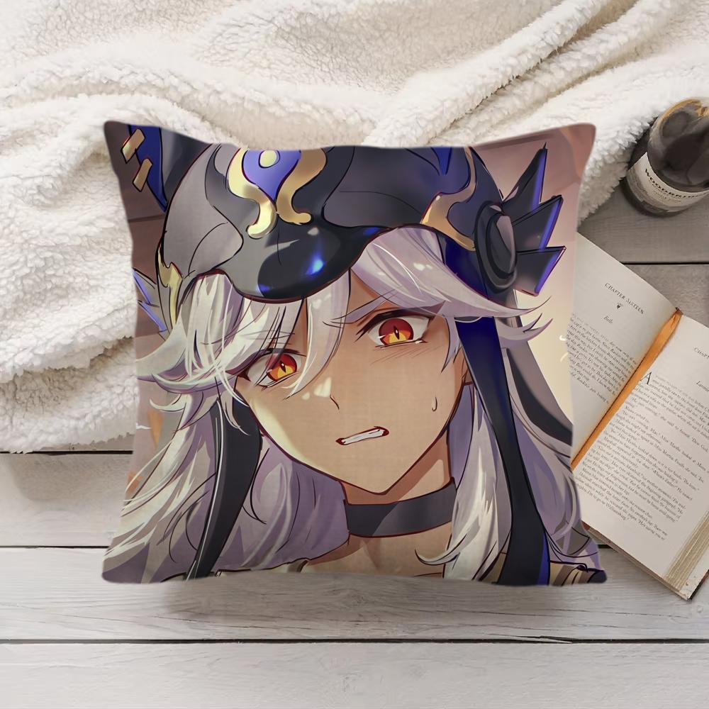 Cyno Genshin Impact Cute Cushion Cover Silky Short Plush Invisible Zipper Dustproof Sofa Pillow Case For Home Decor