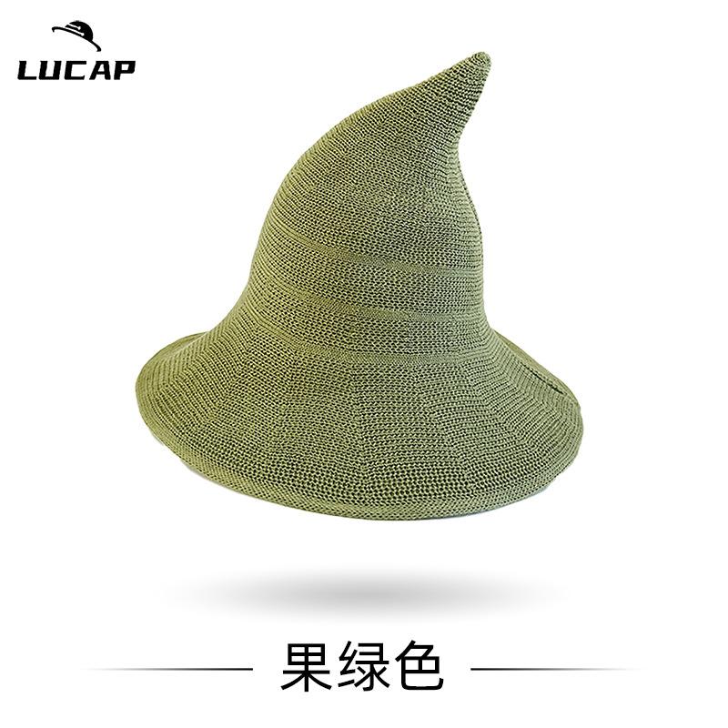 New Halloween Carnival Party Regular Wizard Hat Foldable Knitted Hat Pointed Witch Hat