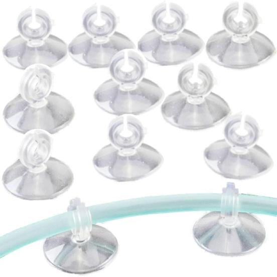 10Pcs Aquarium Suction Cup Clips Set, Fish Tank Air Line Holder, Clear Plastic for Glass Fish Supples