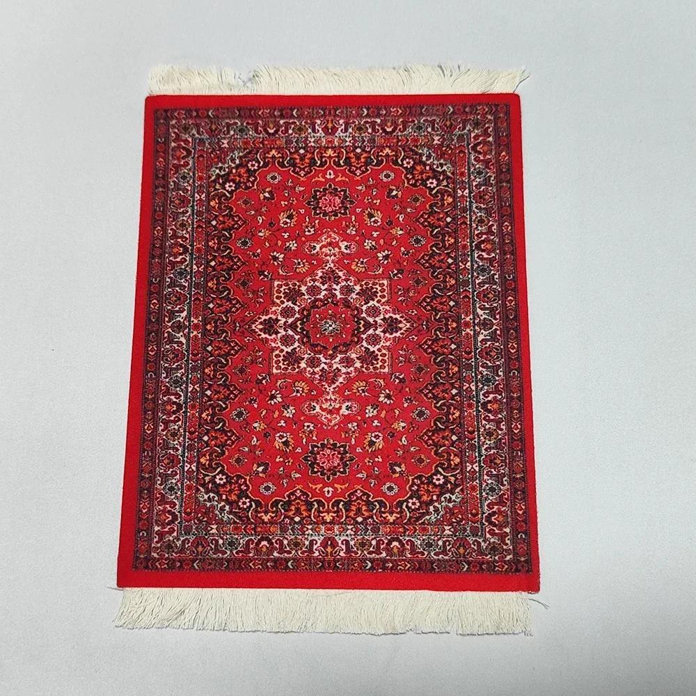 Woven flower Persian carpet small coaster retro style rubber non-slip computer mats wholesale merchants cheap mouse pad desk mat