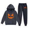 Kids Hoodie and Sweatpants Set with Halloween Print for Holiday Wear