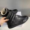 Unisex Buty Wysokie ze Skóry Naturalnej Męskie Sznurowane Buty do Chodzenia Płaskie Codzienne Buty Sportowe Zapięcie na Rzepy Buty na Kostkę Outdoor