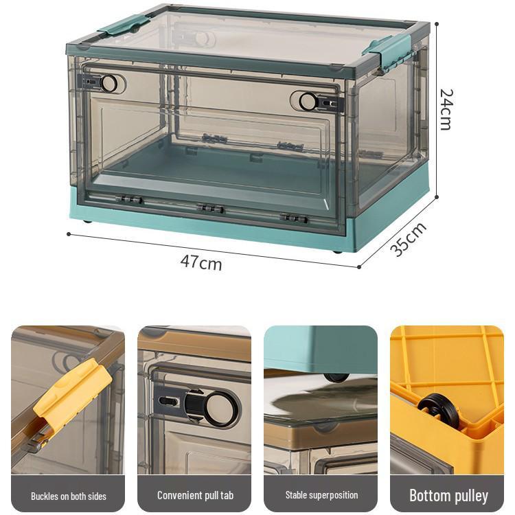 Large Outdoor Portable Transparent Foldable Storage Box for Clothes, Toys, Snacks, Books - Dustproof and Ideal for Home Use.