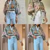 Spring New Women's Shirt, Casual Commute Lapel Printed Button Down Blouse for Women, European & American Style Crossborder Women's Top