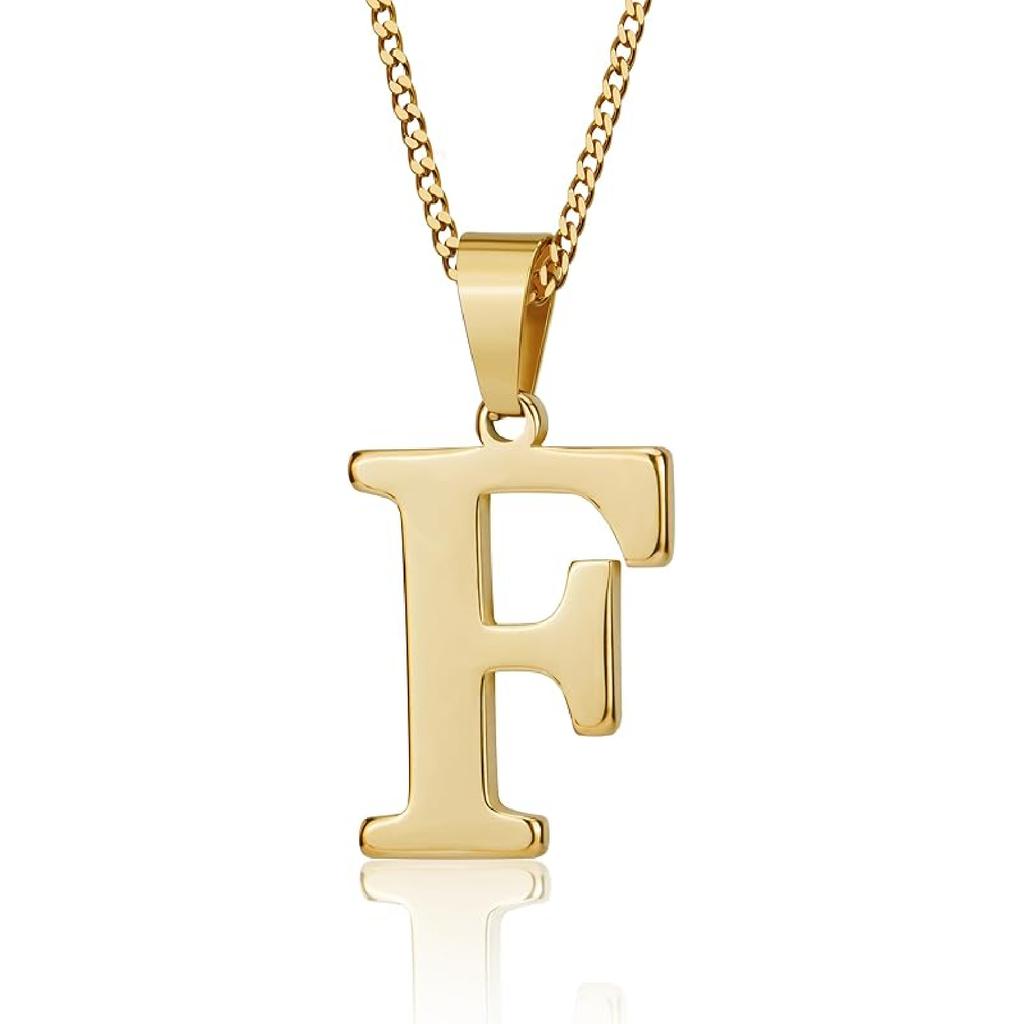Suweibuke Initial Necklace for Men Women Boys Girls, 18K Gold Plated 26 Letters Pendant Necklace, Personalized Jewelry Gifts