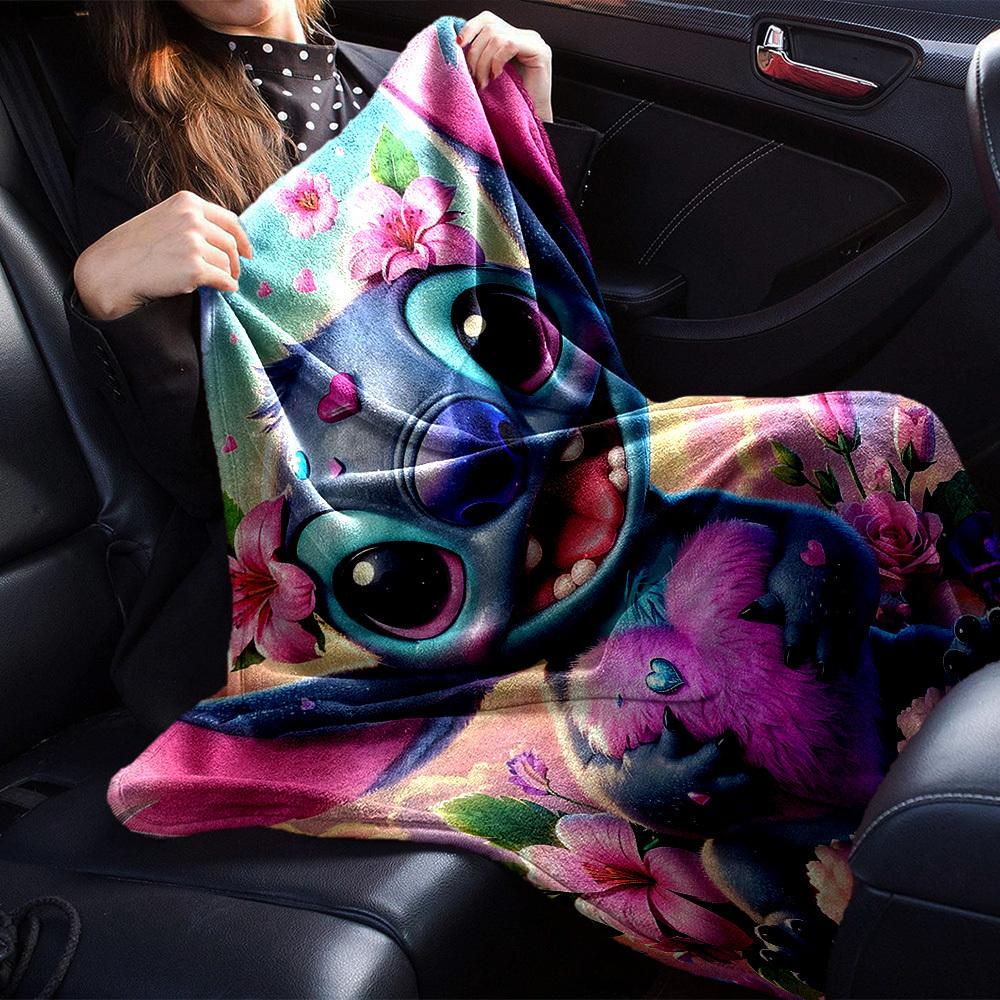 1ks Veselý Stitch deka Lehká flanelová přehoz na pohovku postel cestování kempování obývací pokoj kancelářská pohovka křeslo