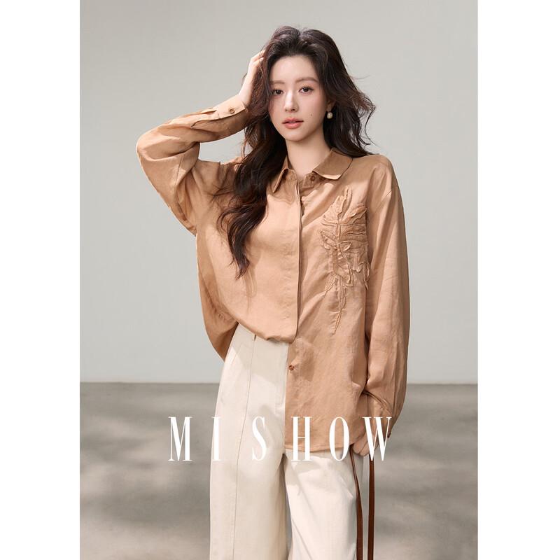 

Mishow Retro Orange Embroidered Loose Fit Shirt S