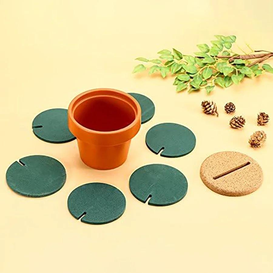 Cactus Coaster 6-Piece Green Coaster Cactus Set with Flower Pot Shaped Holder Heat Insulation Pads for for Decoration