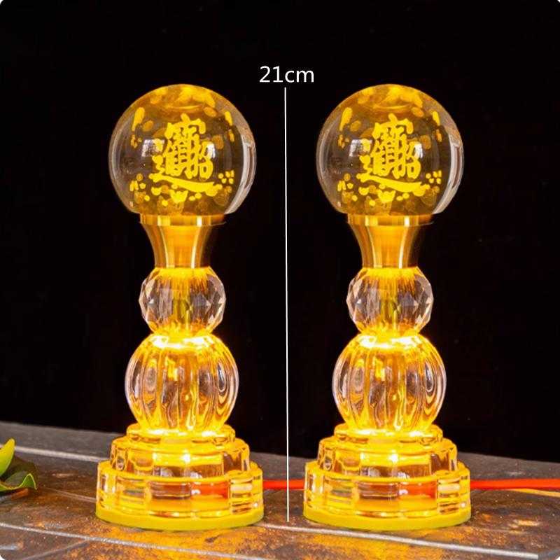 Colored LED Buddha Offering Lamp, Home Decoration, Temple, Prayer In Front of Buddha, Crystal Lotus Lamp, God of Wealth Lamp