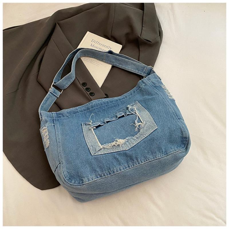 Summer High-value Denim New Fashion Casual Literary Lazy Style Popular Shoulder Messenger Bag Women's Bag