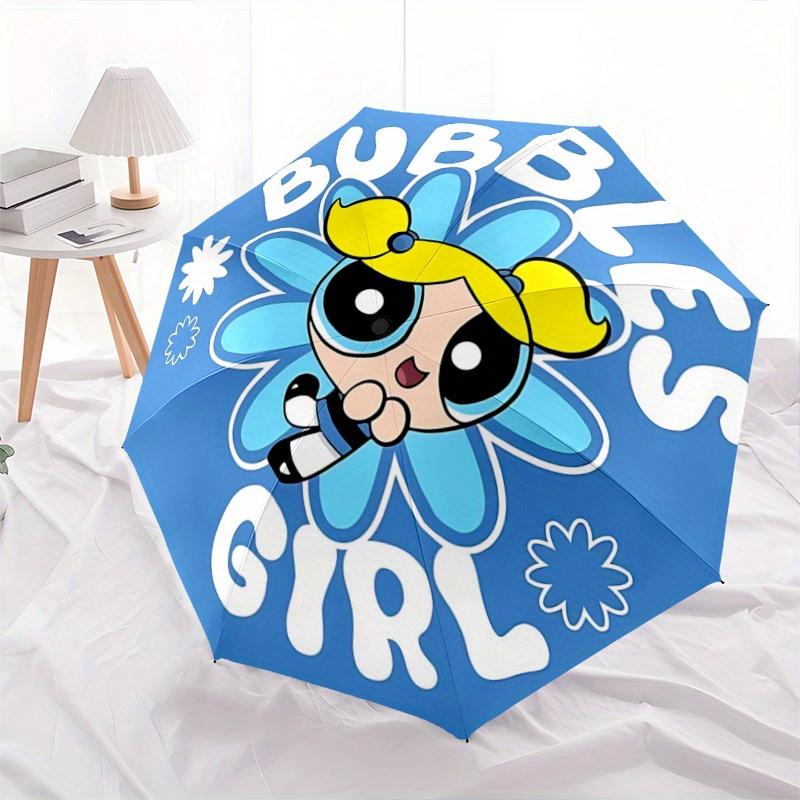

1pc Powerpuff Girls Bubbles Automatic Opening/Closing Umbrella, Portable 3-Fold Design with 8-Bone Iron Frame, Outdoor Umbrella, Ideal Gift for F