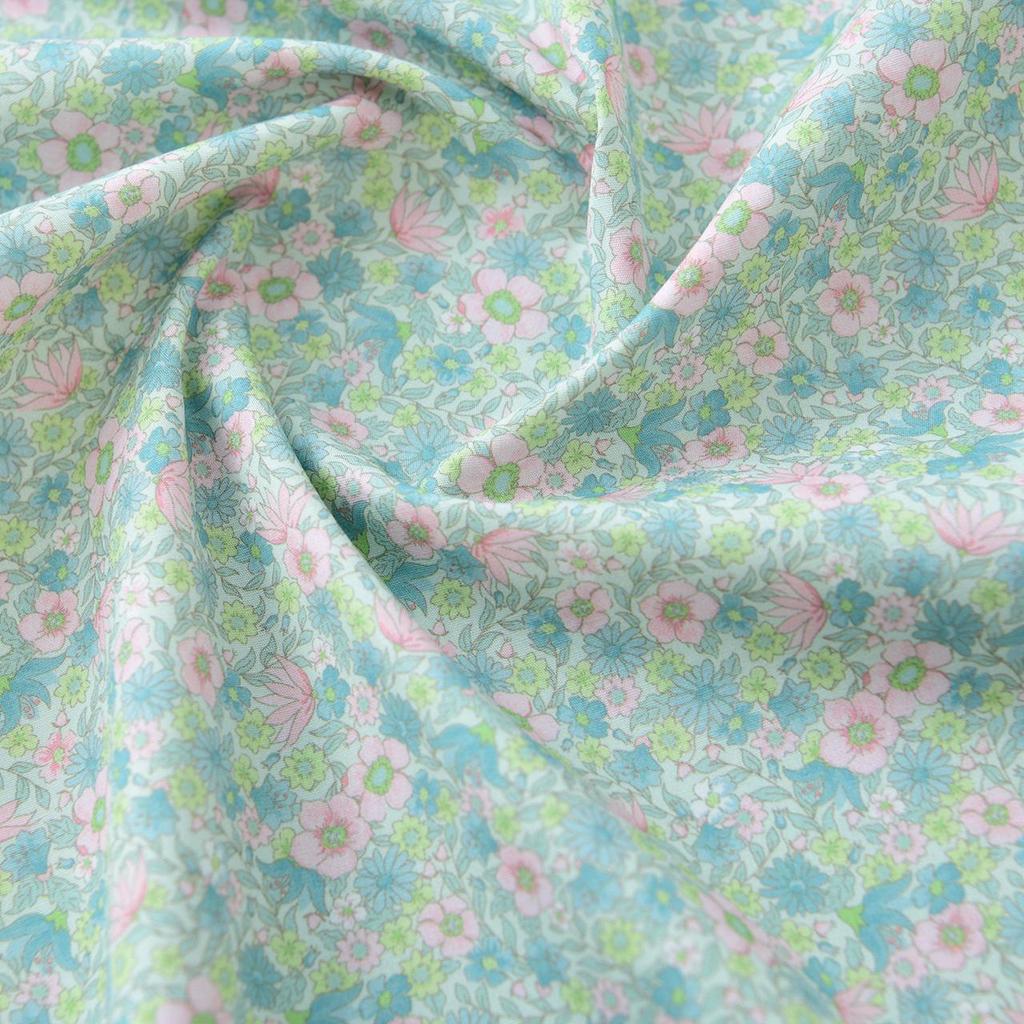 145cm Wide Floral Cotton Poplin Fabric - 40S Pure Cotton for DIY Clothing