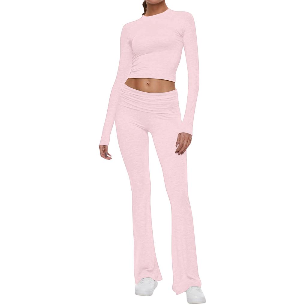 Women's Color Casual Top Pants Fashion Two-piece Set