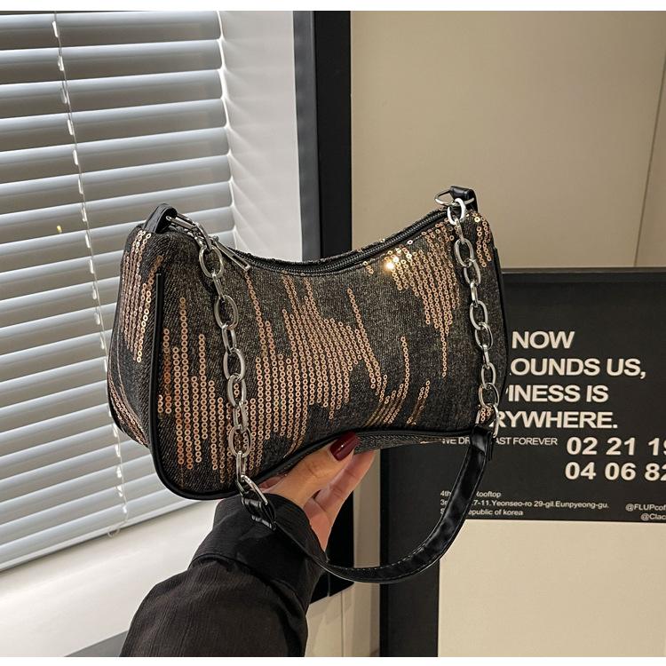 Bag Women's 2025 New Niche Design Sense Underarm Bag Women's Premium Sense Versatile Tie-dye Denim Bead Shoulder Bag