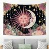 1pc Vintage Bohemian Sun Moon Face Tapestry Flower Star Pattern HD Print Celestial Wall Hanging Aesthetic Home Decor for Bedroom