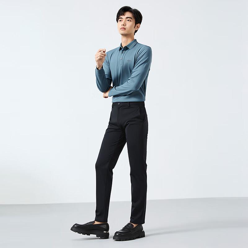 Qipai Men's Spring Business Casual Long-Sleeve Polo Shirt