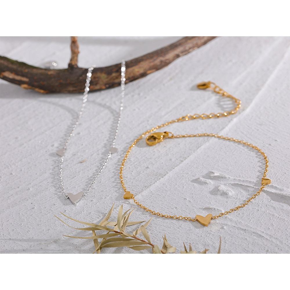 Yhpup Rust Proof Stainless Steel Heart Chain Anklet Gold Silver Color 18K PVD Plated Summer Fashion Jewelry for Women