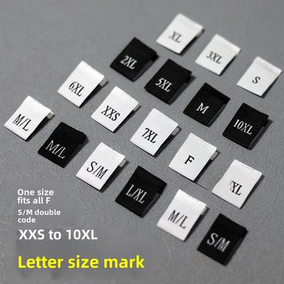 Clothing Size Labels: Folded Woven, Number, Universal, One Size F, Double Size English Number
