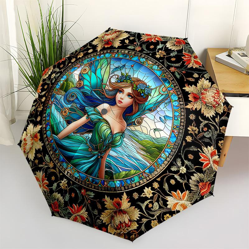 

Fairy, Color RetroThemed Automatic Opening and Closing umbrella - 8 Ribs, Suitable for Leisure and Going Out, Outdoor Accessory, Gothic Styl