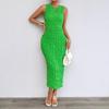 Echte Aufnahme Mode Popcorn Schlankes Kleid Blasen Elastischer Stoff Ärmelloses Kleid Damen