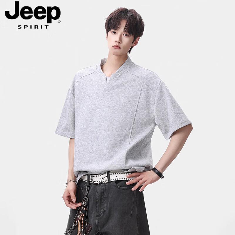 JEEP SPIRIT Men s Summer Slim Fit V-Neck Short Sleeve T-Shirt 5XL