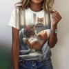 T-shirt Animale Colorata Divertente Carina Creativa Moda Comoda Larga Manica Corta da Donna