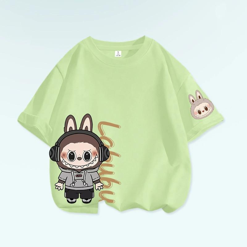 Tricou cu grafică de desene animate Monstru Elf Labubu pentru copii, imprimat, de vară, casual, pentru exterior, pentru fete, cu mânecă scurtă, top