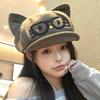 Cartoon Glasses Cat Ears Soft Rock Cap Female Sweet Versatile Big Head Circumference Showing Face Small Baseball Hat Cute