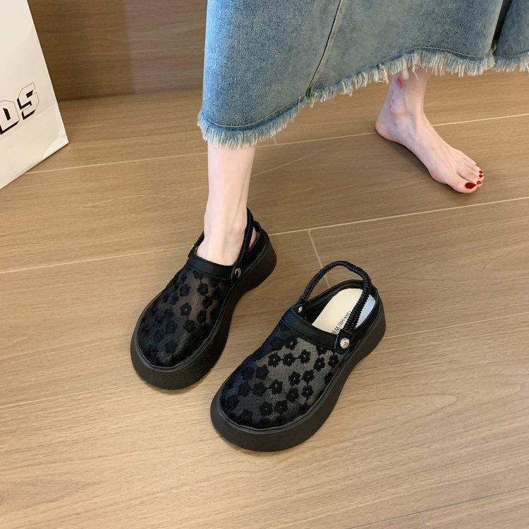 Summer New Breathable Mesh Chunky Sole Height-Increasing Women's Sandals Fashion Casual Two-Way Wear