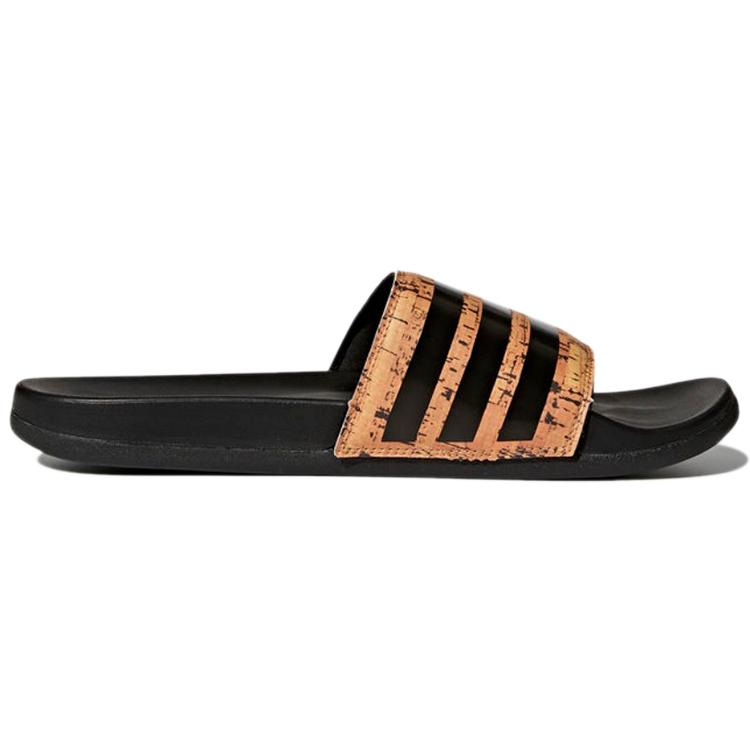 New Adidas Adilette Cloudfoam Plus Cork Slippers 'Black Orange' CG3413