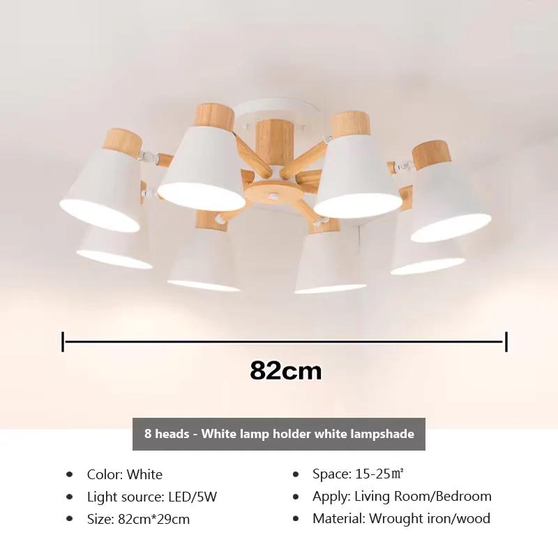 Nordic Chandelier Solid Wood Living Room E27 Bulb Ceiling Lamp For Bedroom Hotel Restaurant Modern Chandelier Lamp Decor Light