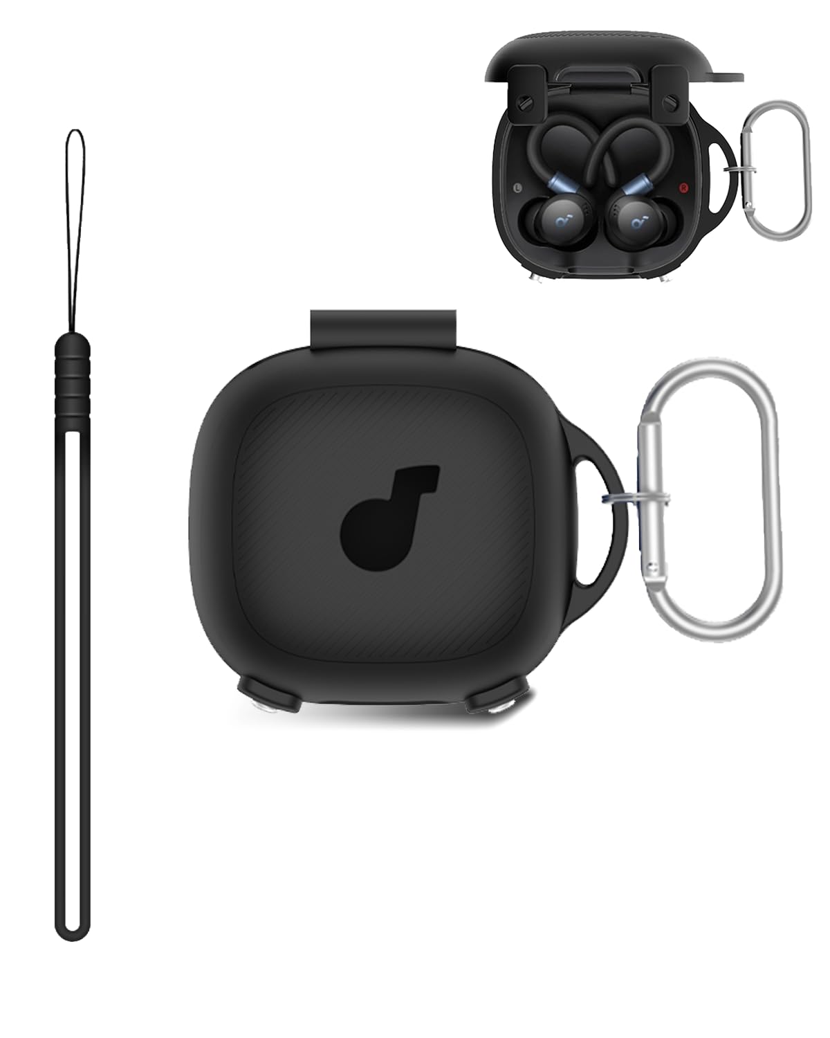 

Чохол YAJOJO для Anker Soundcore Sport X20 Чохол для кейса бездротової зарядки з карабіном та силіконовий захисний, сумісний з Anker Soundcore чорний