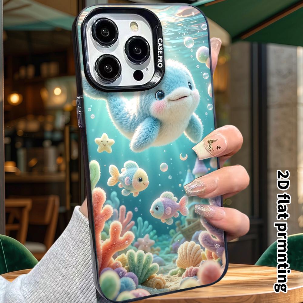 Phone Case: 2D Flat, Suitable for iPhone 18, 17, 16, 15, 14, 13, 12 Pro Protective Case, Little Dolphin Under the Sea, Perfect Christmas and Halloween