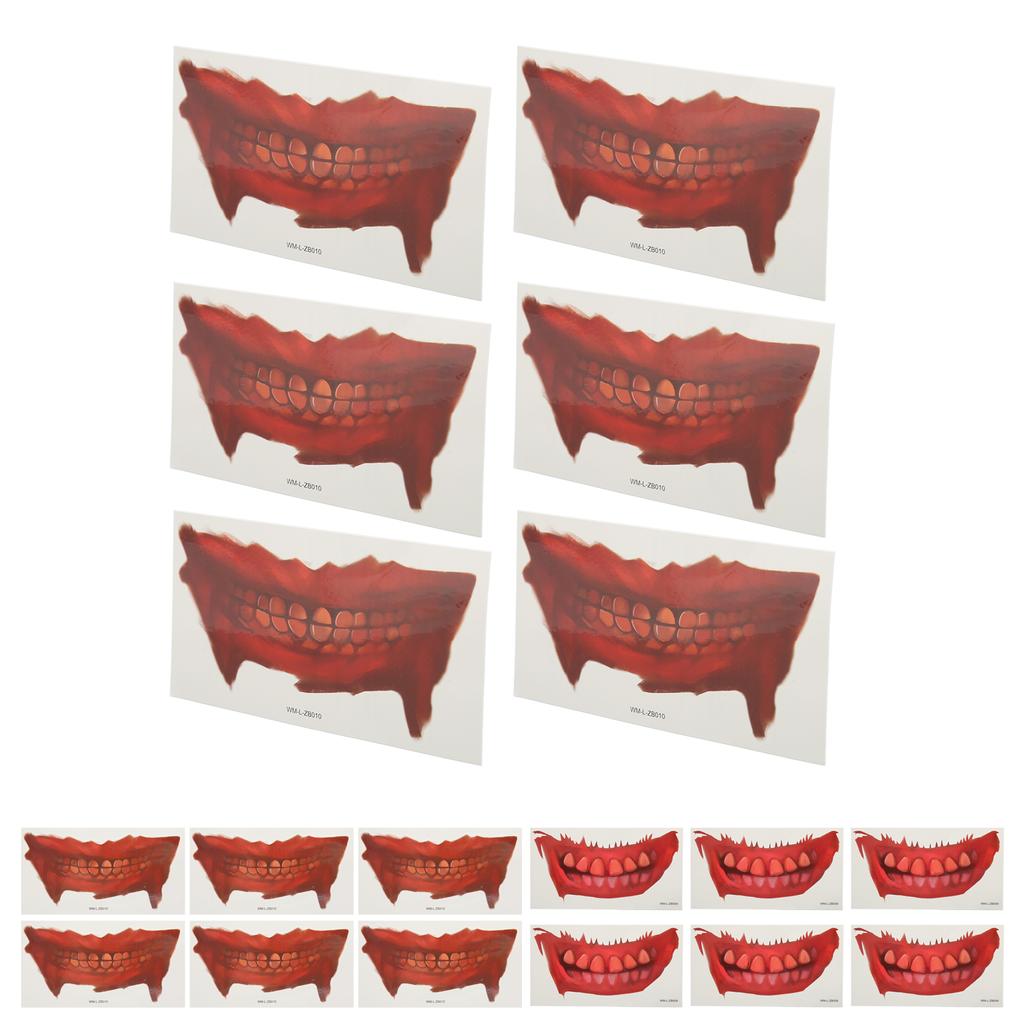 Halloween Mund Tattoo Aufkleber Horror Streich Make-up Temporäres Tattoo Papier DIY Dekoration für Christ