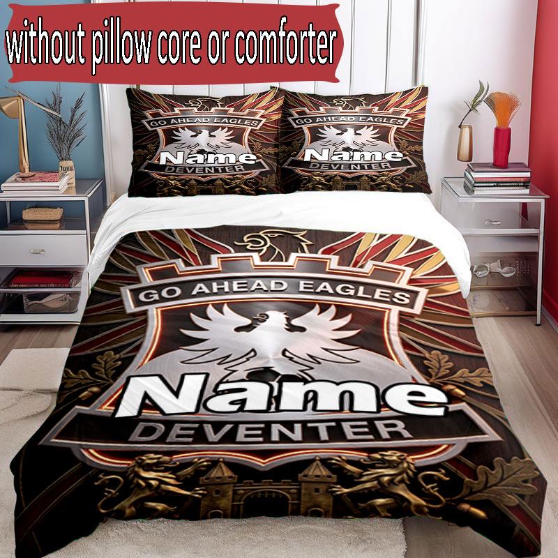 3pcs Duvet Cover Set (1*Duvet Cover + 2*Pillowcase, Without Core), Custom Name Go Ahead Eagles Pattern Bedding Set, Home Bedroom Decor Gift
