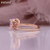 PATAYA Rose Gold Color Inlaid White 9mm Artificial Zircon Women's Ring