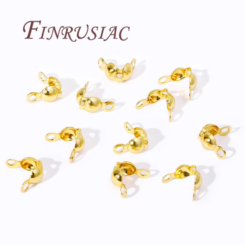 3.2mm 4mm 18K Gold Plated Crimp Bead Cover,End Caps For Jewelry Making Supplies,DIY Bracelets Accessories,Crimp Beads Findings