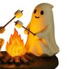 Skeleton Ghost Bonfire Night Lamp Halloween Roasting Marshmallow Ghost Statue Fake Campfire Lamp Home Party Bedroom Decoration