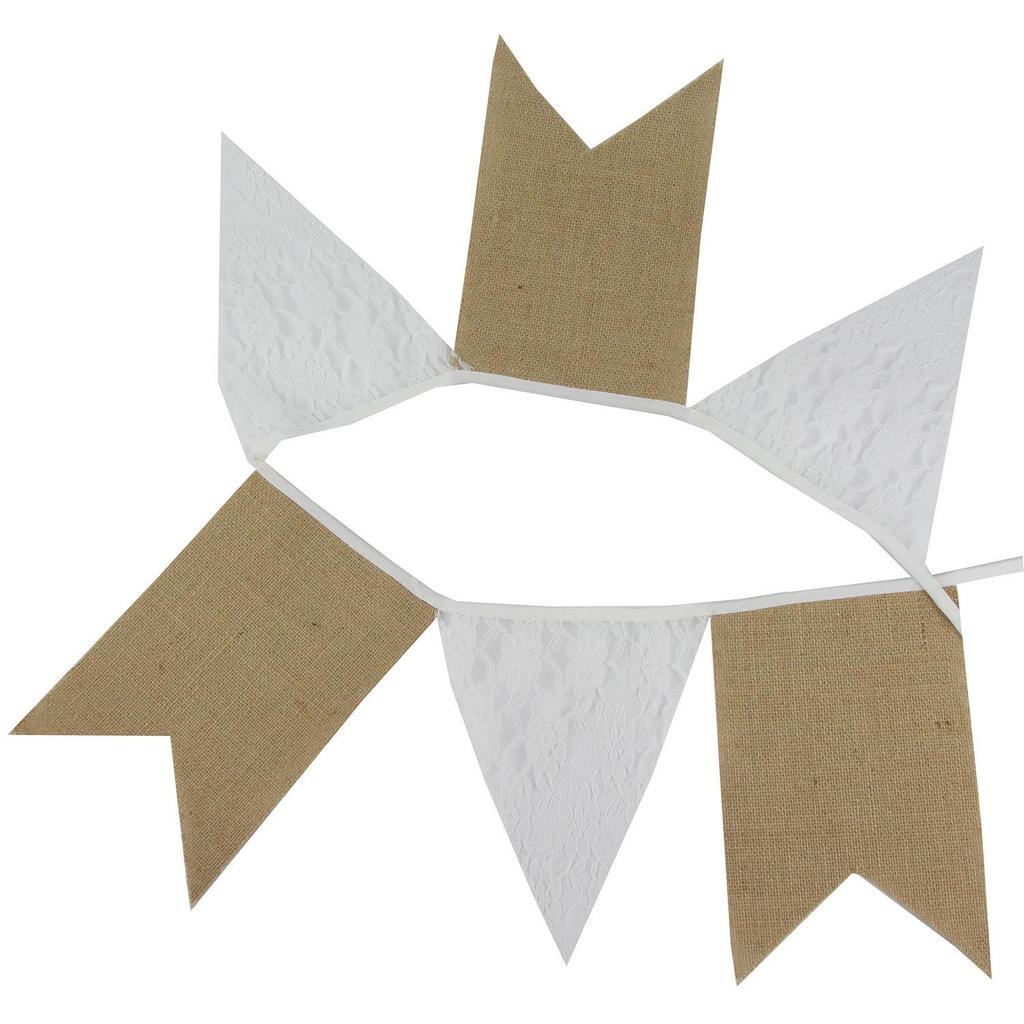 Plum Blossom Lace Floral Linen Triangle Wedding Banner