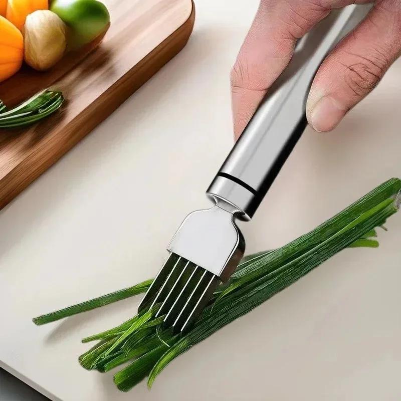 Küche Zuhause Restaurant Edelstahlwerkzeug - Manueller Zwiebelschneider, Lauchschneider, Schalotten Reißmesser, Gemüseschneider