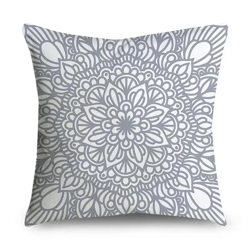 2023 Gray Lumbar Pillows Case 45X45CM Damask Geometry Leaves Floral Stripes Plaids Print Sofa Cushion Throw Pillows Decor Home