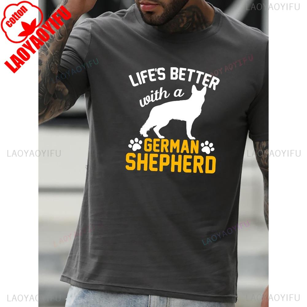 Unique German Shepherd Design Crew Neck T-Shirt Short Sleeve Casual Comfortable Breathable Summer Wear for Men Perfect