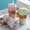Bamboo Fiber Leak-Proof Tumbler: Portable Student Sports & Coffee Water Bottle