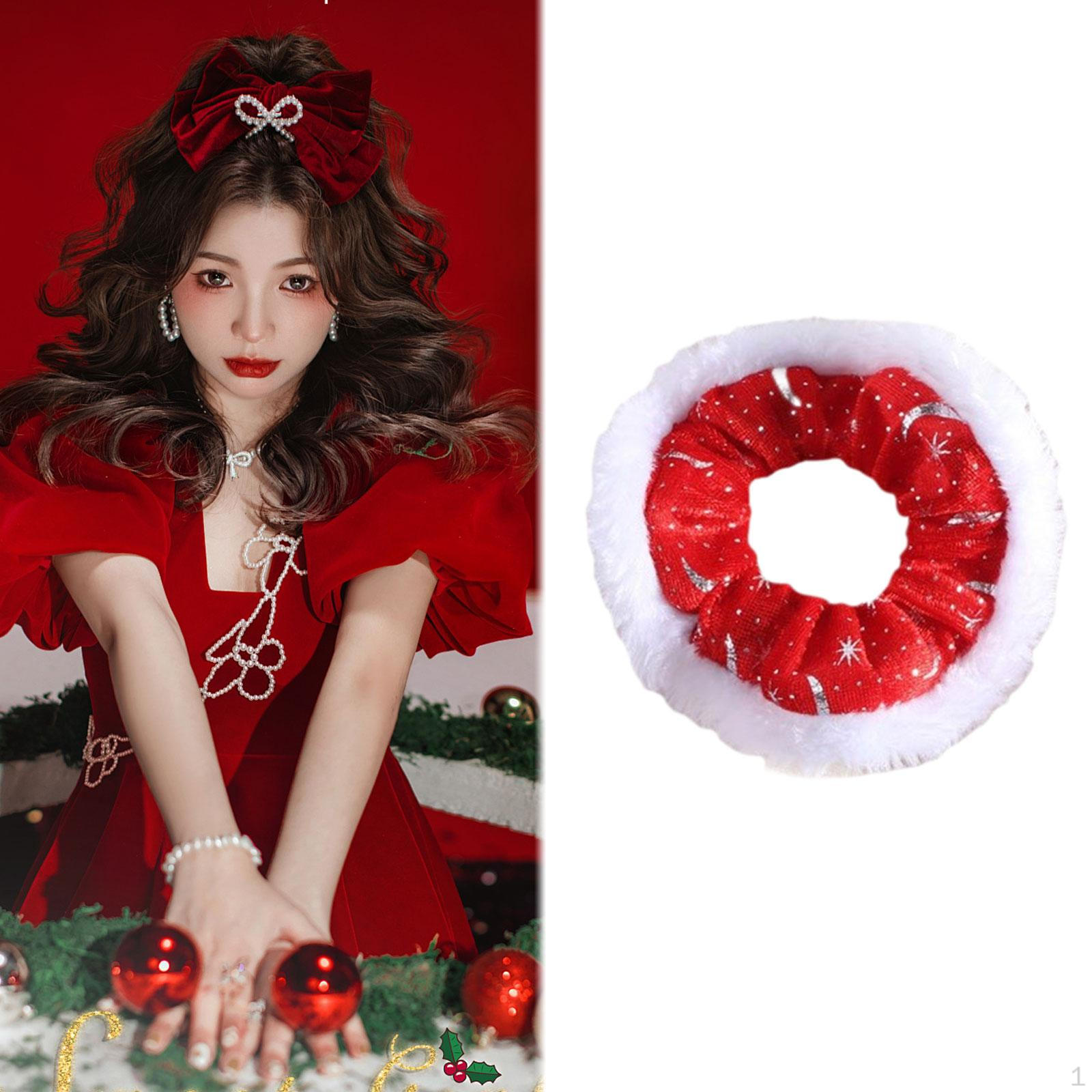 

Elastic Hair Band for Women, Soft Accessories and Bobble red snowflake