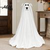 Trick or Treat Yard Sign Lighted Ghost Dog Halloween Decoration, Battery Operated Freestanding Spooky Glowing for Patio with Remote And String