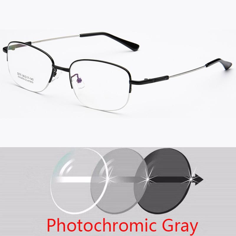 Men's Semi-Rimmed Titanium Memory Frame Metal Eyeglasses Frame for Myopia Prescription Glasses
